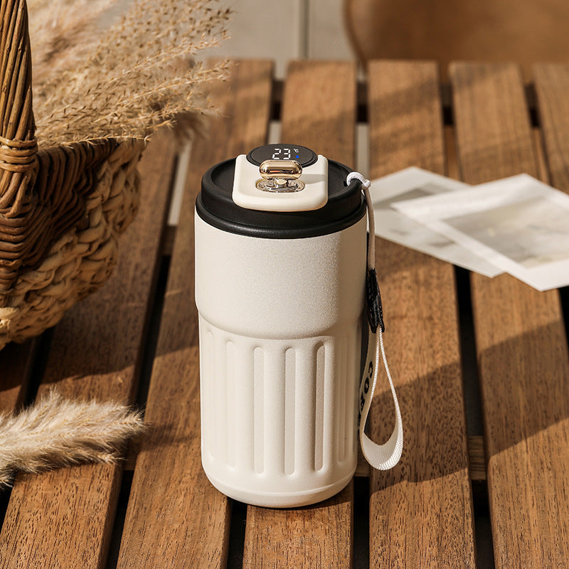 Botella Térmica Digital Inteligente de Acero Inoxidable – Vaso Portátil Aislado de 450 ml para Café y Agua, Ideal para Coche, Mantiene la Temperatura Fría o Caliente