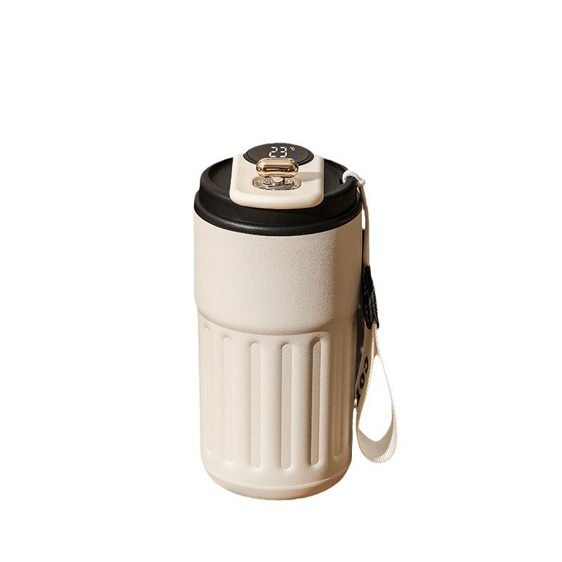 Botella Térmica Digital Inteligente de Acero Inoxidable – Vaso Portátil Aislado de 450 ml para Café y Agua, Ideal para Coche, Mantiene la Temperatura Fría o Caliente