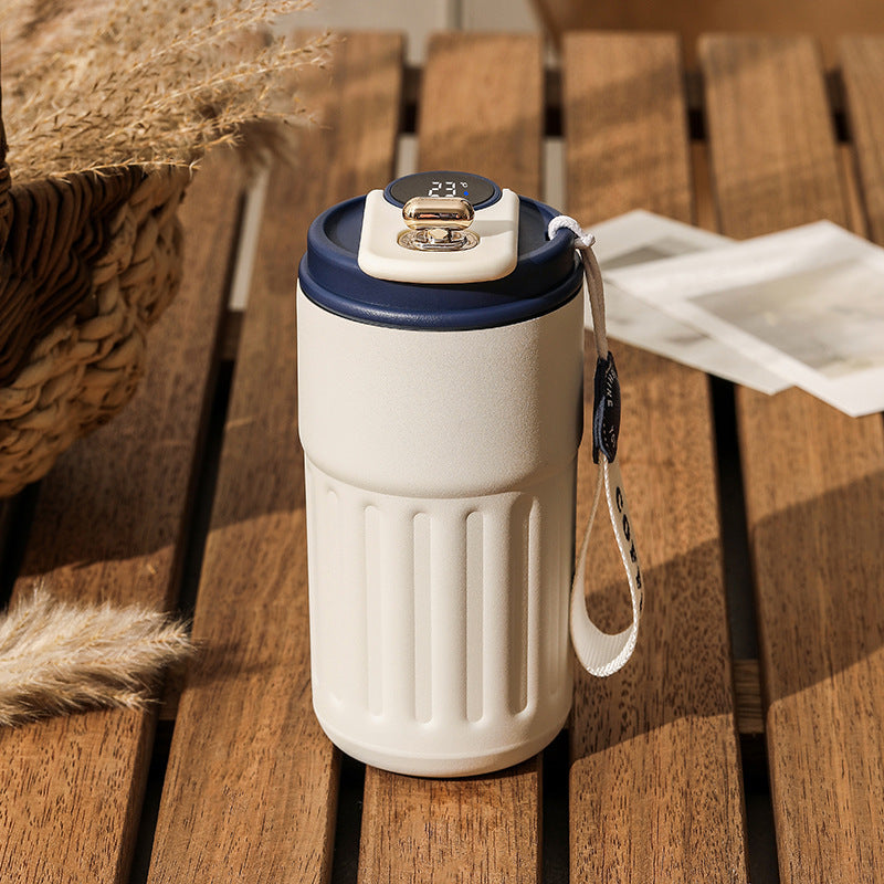 Botella Térmica Digital Inteligente de Acero Inoxidable – Vaso Portátil Aislado de 450 ml para Café y Agua, Ideal para Coche, Mantiene la Temperatura Fría o Caliente