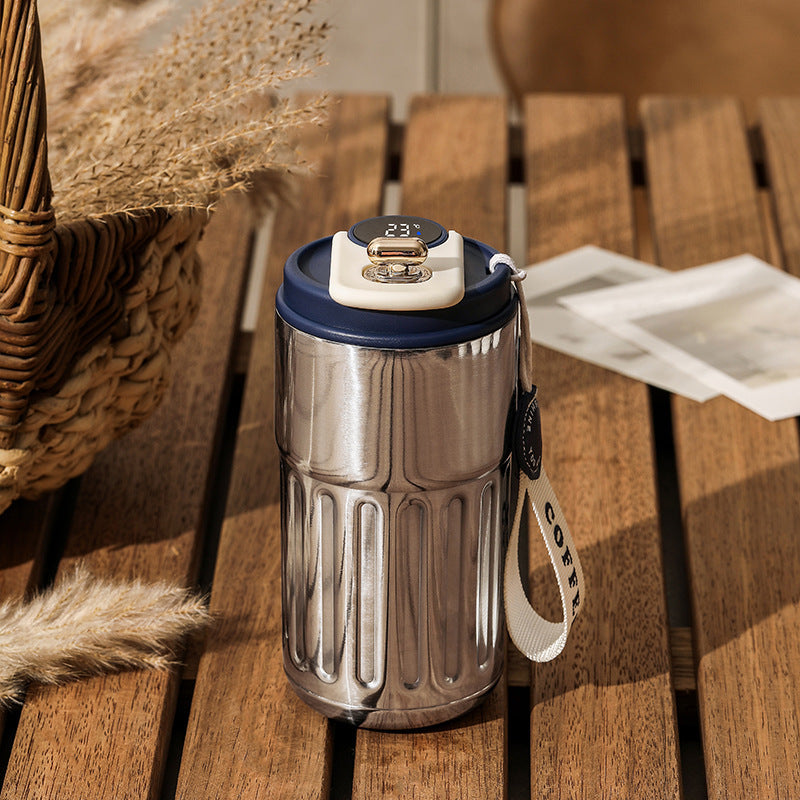 Botella Térmica Digital Inteligente de Acero Inoxidable – Vaso Portátil Aislado de 450 ml para Café y Agua, Ideal para Coche, Mantiene la Temperatura Fría o Caliente