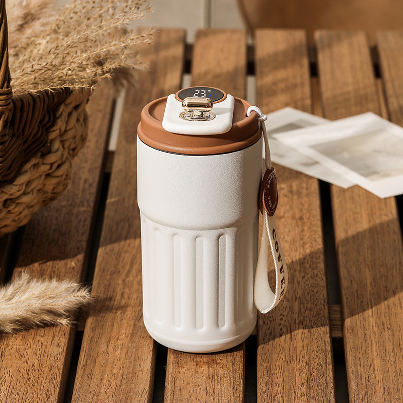 Botella Térmica Digital Inteligente de Acero Inoxidable – Vaso Portátil Aislado de 450 ml para Café y Agua, Ideal para Coche, Mantiene la Temperatura Fría o Caliente