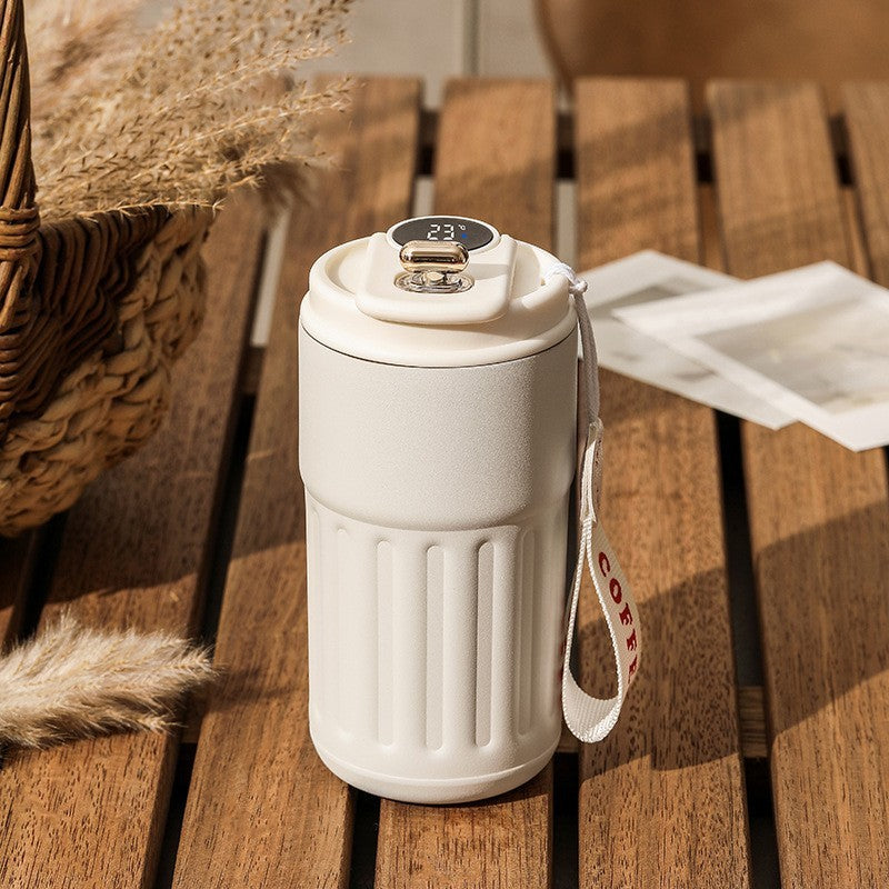 Botella Térmica Digital Inteligente de Acero Inoxidable – Vaso Portátil Aislado de 450 ml para Café y Agua, Ideal para Coche, Mantiene la Temperatura Fría o Caliente
