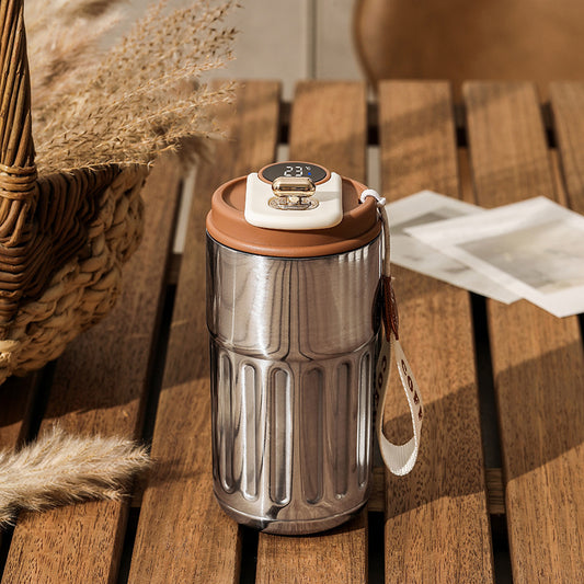 Botella Térmica Digital Inteligente de Acero Inoxidable – Vaso Portátil Aislado de 450 ml para Café y Agua, Ideal para Coche, Mantiene la Temperatura Fría o Caliente